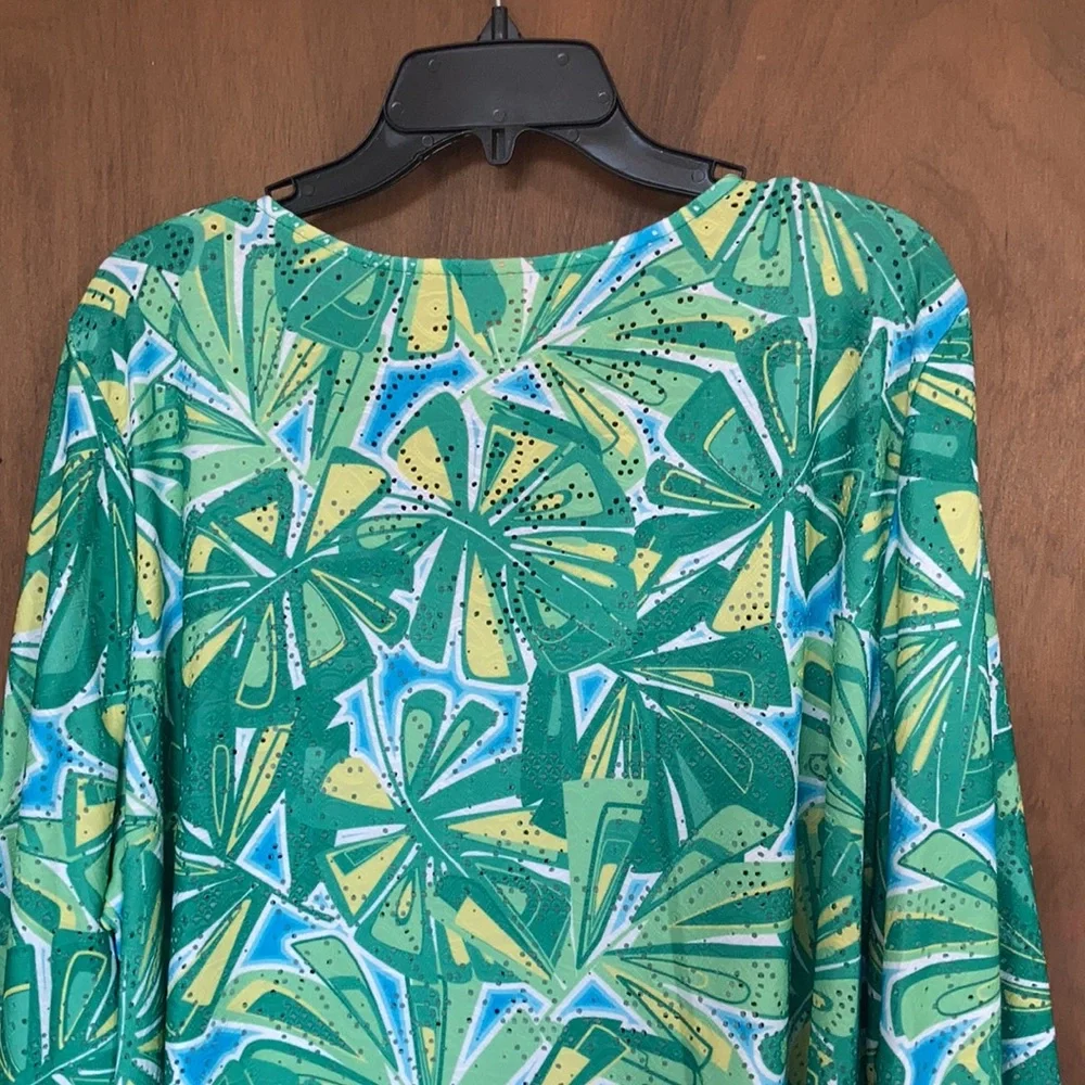 3/$45 Ruby Rd top retro abstract floral print crochet like detail boho blouse 2X - Picture 9 of 17